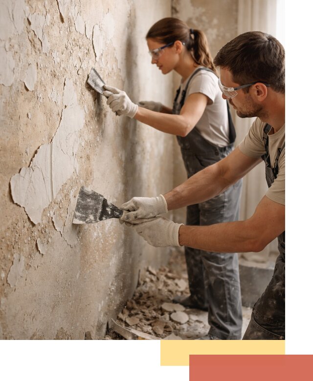 Снятие старой шпаклевки и подготовка поверхностей в Камышине