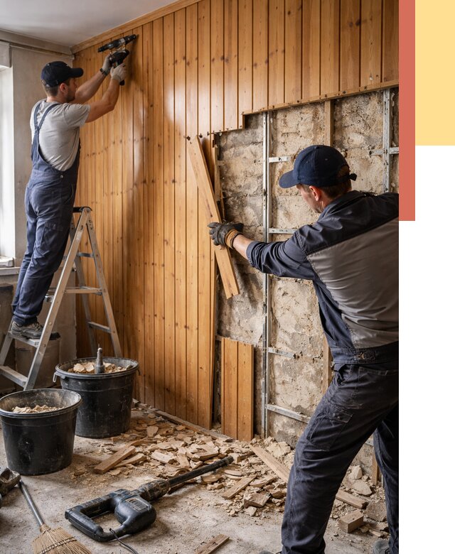 Демонтаж вагонки со стен в Камышине от 1490 руб. — снятие, удаление, срочно | ОТДЕЛОЧНИК-Кмш