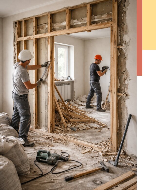 Демонтаж деревянных перегородок в Камышине от 3288 руб. — быстро и недорого | ОТДЕЛОЧНИК-Кмш