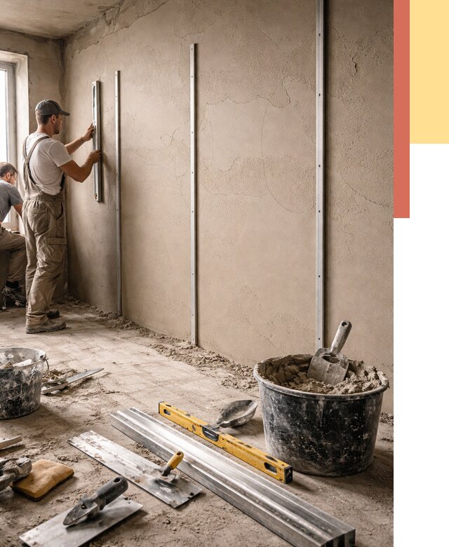 Штукатурка стен по маякам в Камышине от 5652 руб./м² — выравнивание под ключ | ОТДЕЛОЧНИК-Кмш