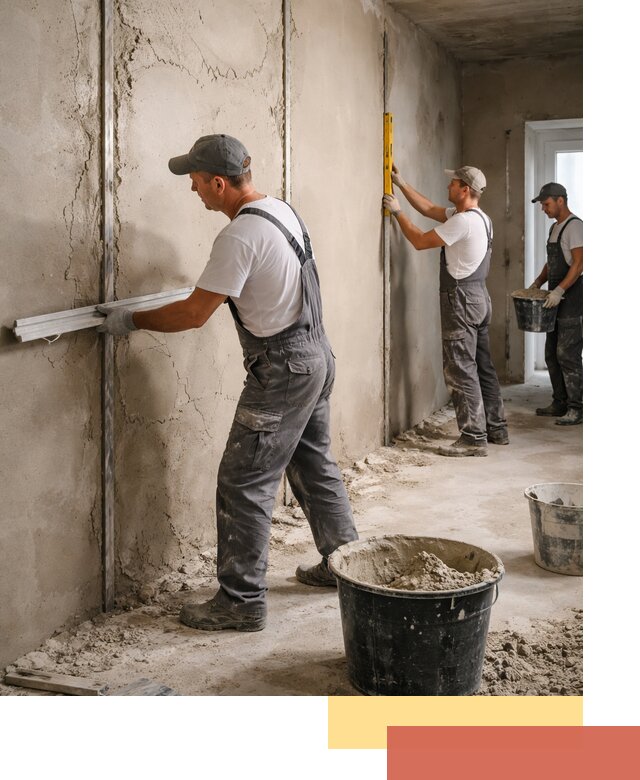 Штукатурка стен по маякам в Камышине — точная и ровная поверхность