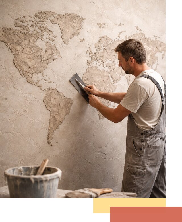 Декоративная штукатурка «Карта мира» под ключ в Камышине