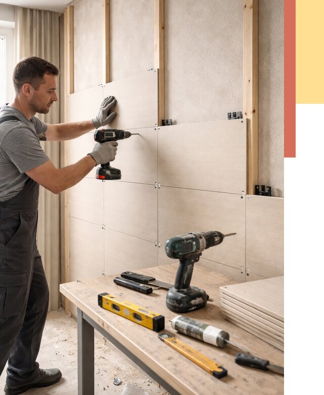 Монтаж МДФ панелей на стены в Камышине от 1285 руб. под ключ | ОТДЕЛОЧНИК-Кмш