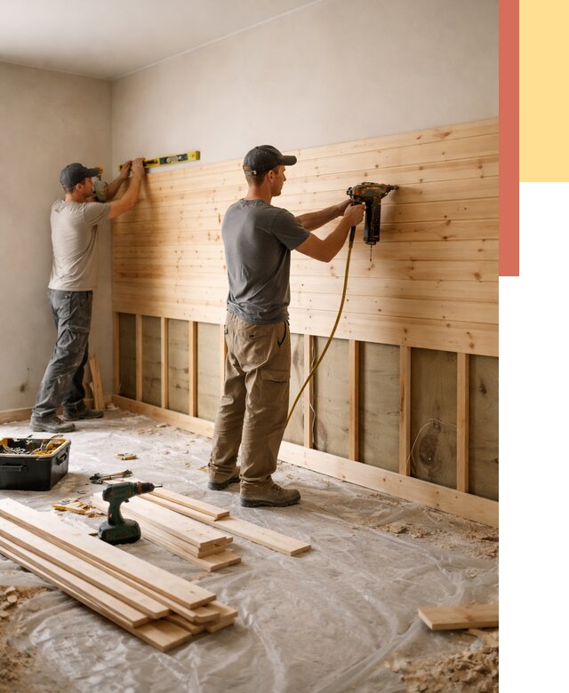 Монтаж деревянной вагонки на стены в Камышине от 7707 руб. | Услуги монтажа вагонки | ОТДЕЛОЧНИК-Кмш