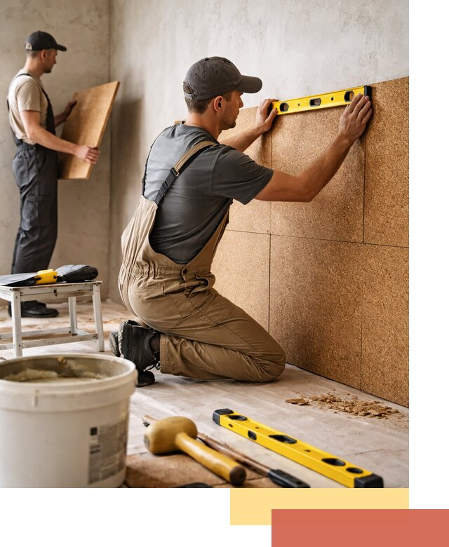 Монтаж пробковых панелей на стены в Камышине быстро и качественно