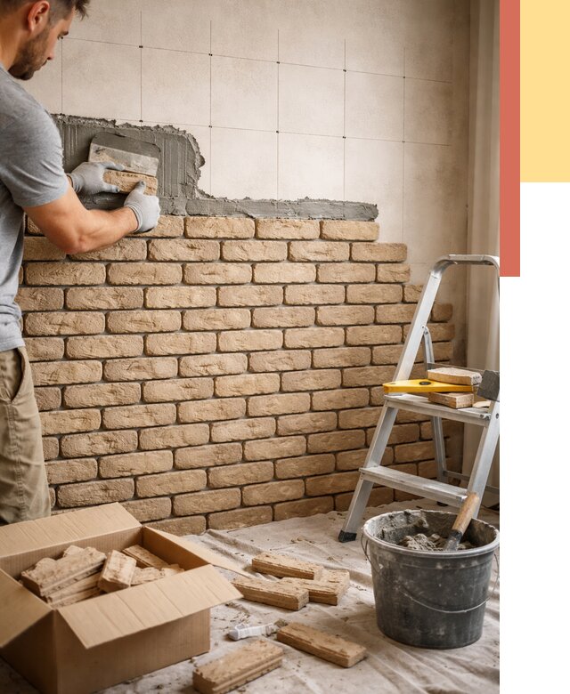 Монтаж декоративного кирпича в Камышине от 3288 руб./м² — быстро и недорого | ОТДЕЛОЧНИК-Кмш