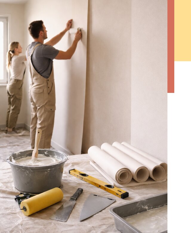 Поклейка бумажных обоев в Камышине от 5652 руб./м2 — быстро и недорого | ОТДЕЛОЧНИК-Кмш