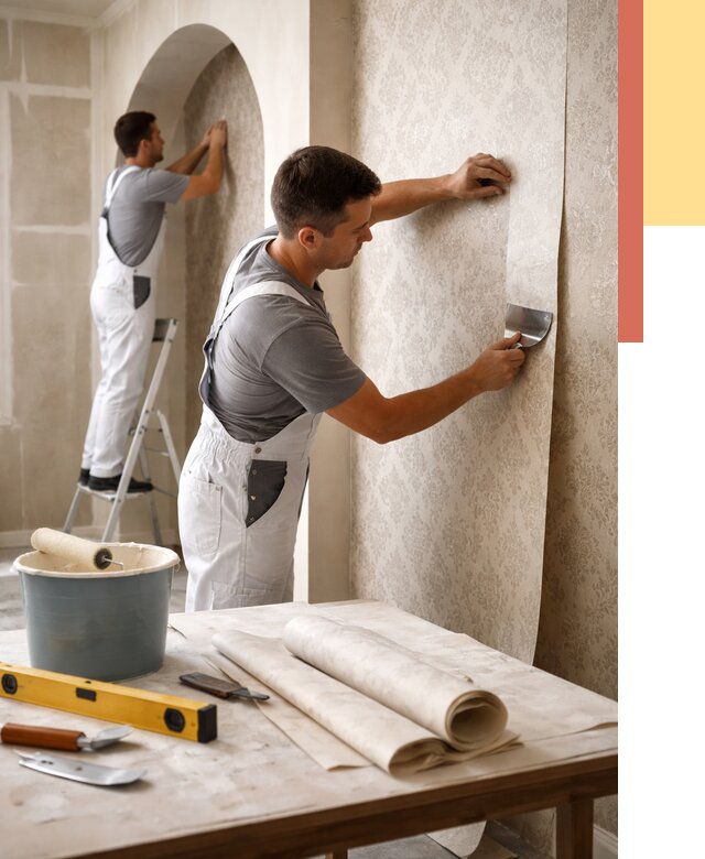 Поклейка обоев на сложные стены в Камышине от 2877 руб. под ключ | ОТДЕЛОЧНИК-Кмш