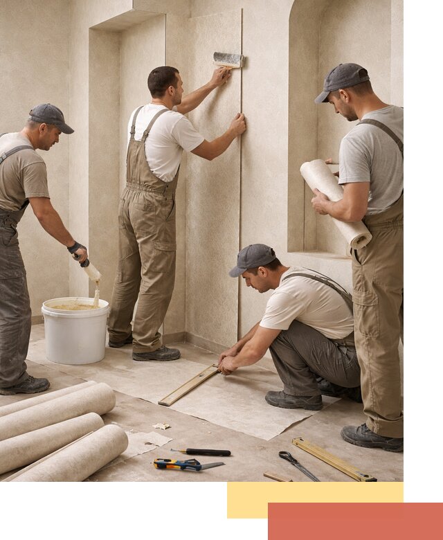 Поклейка обоев на сложные стены и неровные поверхности в Камышине