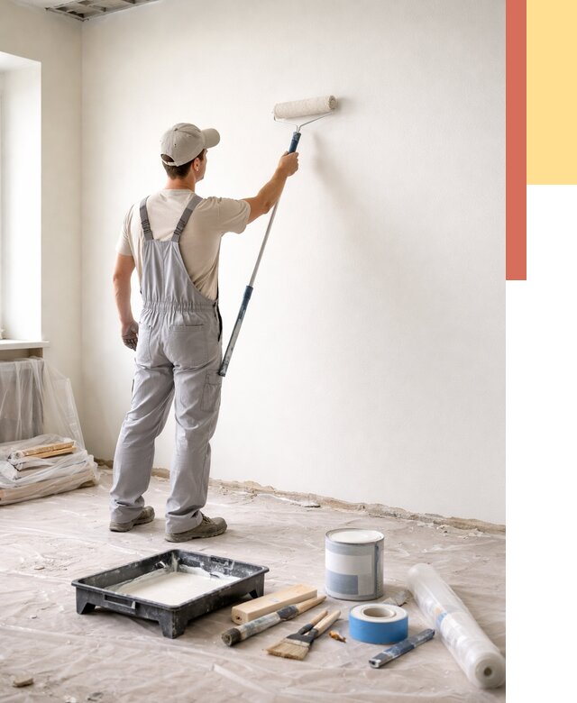 Покраска стен водоэмульсионной краской в Камышине от 462 руб. за м² | ОТДЕЛОЧНИК-Кмш