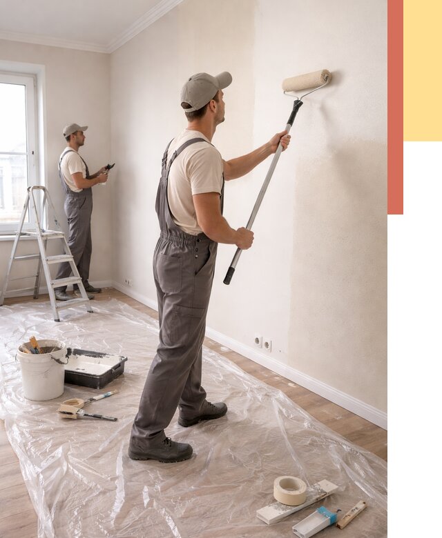 Покраска стен акриловой краской в Камышине от 3597 руб./м² — быстро и недорого | ОТДЕЛОЧНИК-Кмш