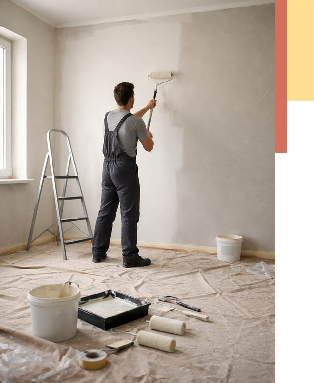 Покраска стен моющейся краской в Камышине от 360 руб./м² — быстро и недорого | ОТДЕЛОЧНИК-Кмш