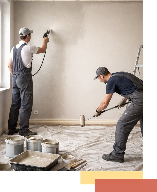 Покраска стен моющейся краской и защита поверхностей в Камышине