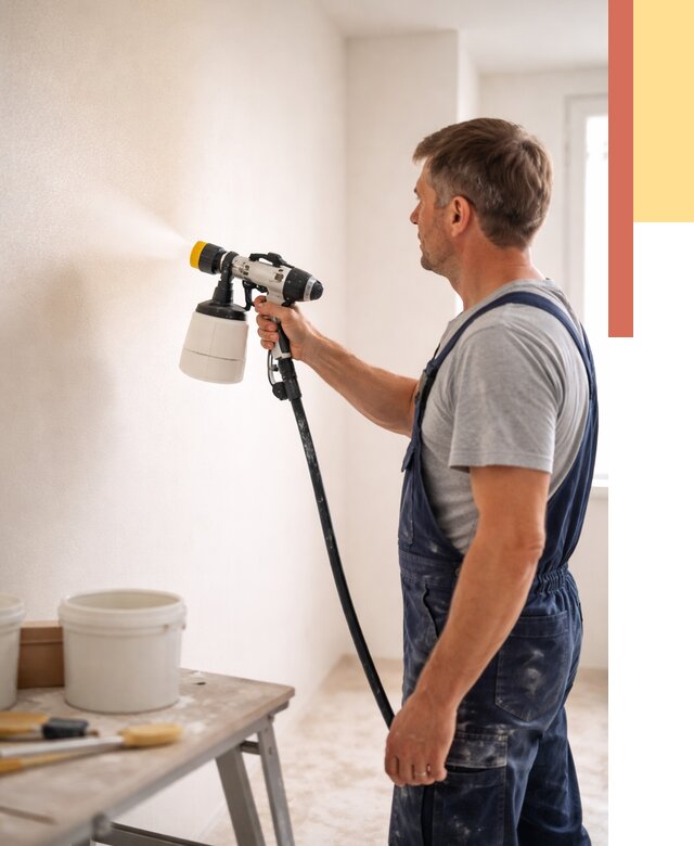 Покраска стен краскопультом в Камышине от 7707 руб. — механизированная покраска | ОТДЕЛОЧНИК-Кмш