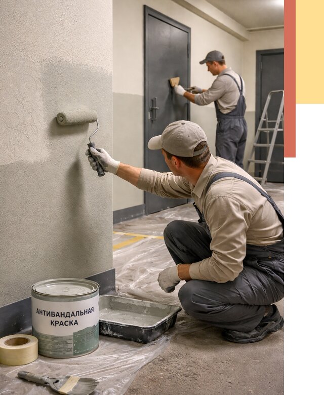 Покраска стен антивандальной краской в Камышине от 4624 руб./м² под ключ | ОТДЕЛОЧНИК-Кмш