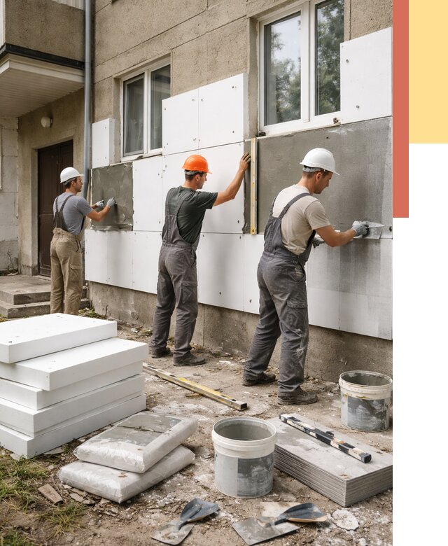 Утепление стен пенопластом в Камышине от 1798 руб. — недорого и под ключ | ОТДЕЛОЧНИК-Кмш