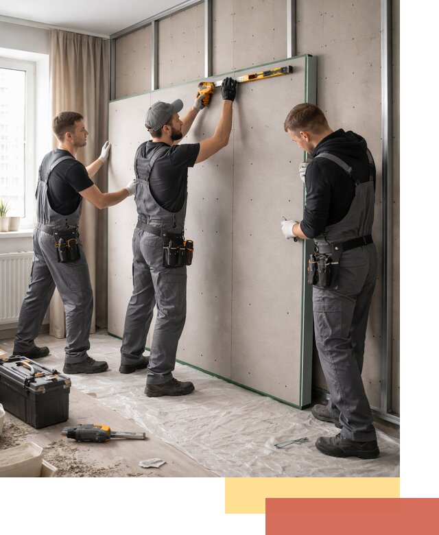 Шумоизоляция стен панелями ЗИПС в Камышине для жилых и коммерческих помещений