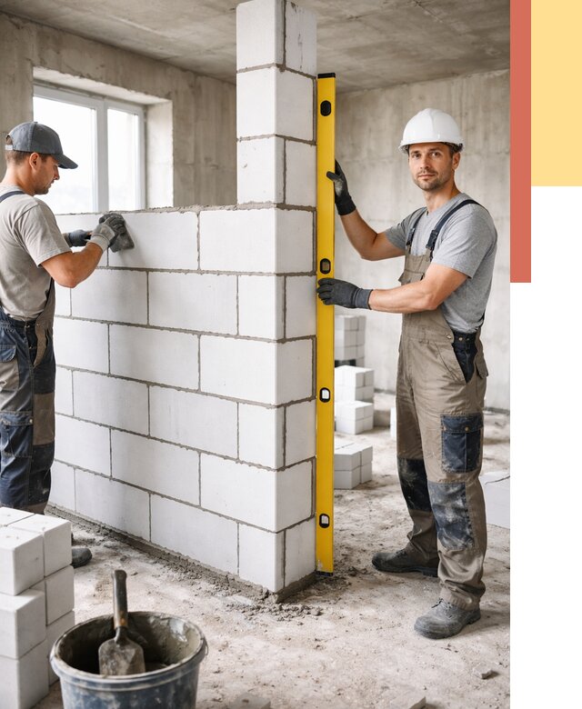 Кладка перегородок из пеноблока в Камышине от 1850 руб. под ключ | ОТДЕЛОЧНИК-Кмш