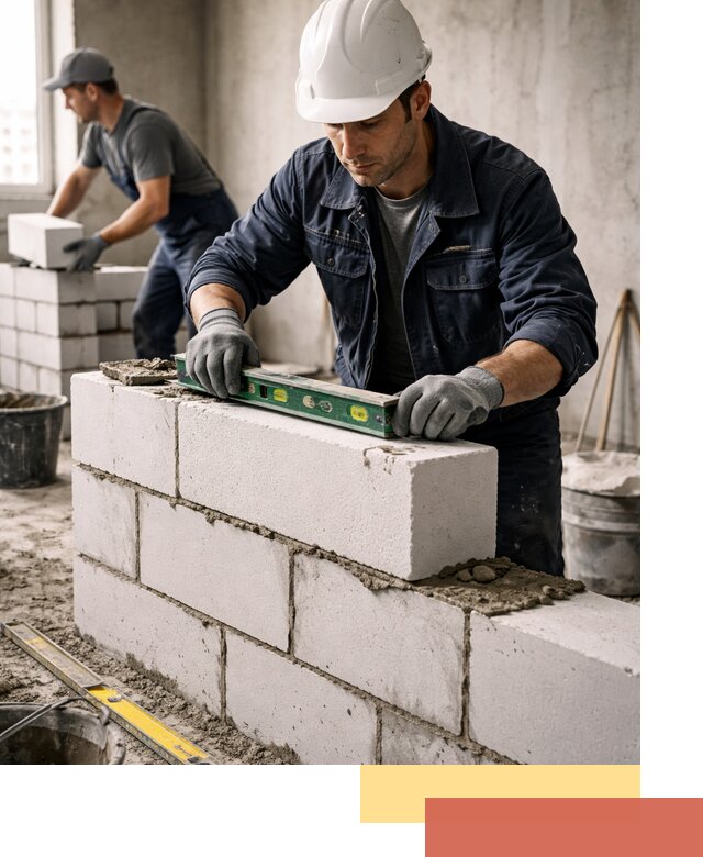 Кладка перегородок из пеноблока под ключ в Камышине