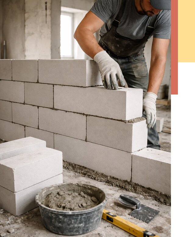 Кладка перегородок из силикатного блока в Камышине от 4110 руб. под ключ | ОТДЕЛОЧНИК-Кмш