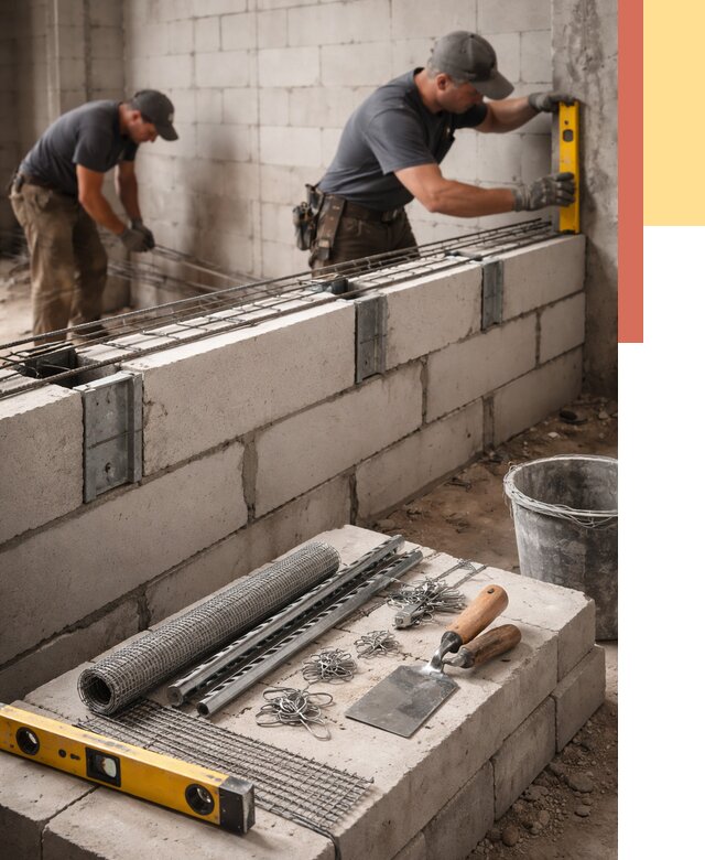 Армирование кладки перегородок в Камышине от 771 руб. под ключ | ОТДЕЛОЧНИК-Кмш