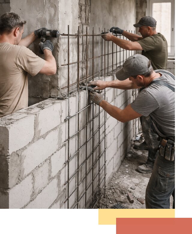 Армирование кладки перегородок в Камышине профессионально и надёжно