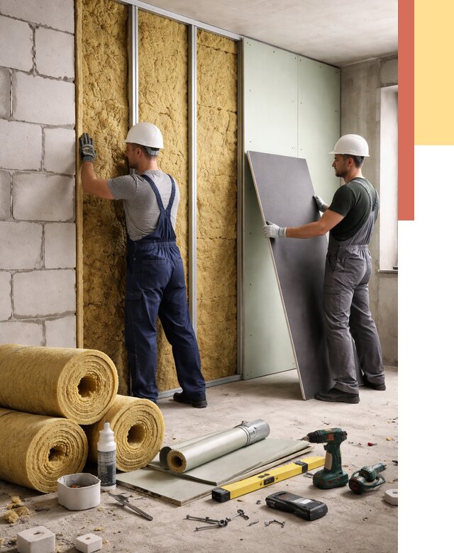 Шумоизоляция перегородок из блоков в Камышине от 1901 руб./м² — быстро и недорого | ОТДЕЛОЧНИК-Кмш