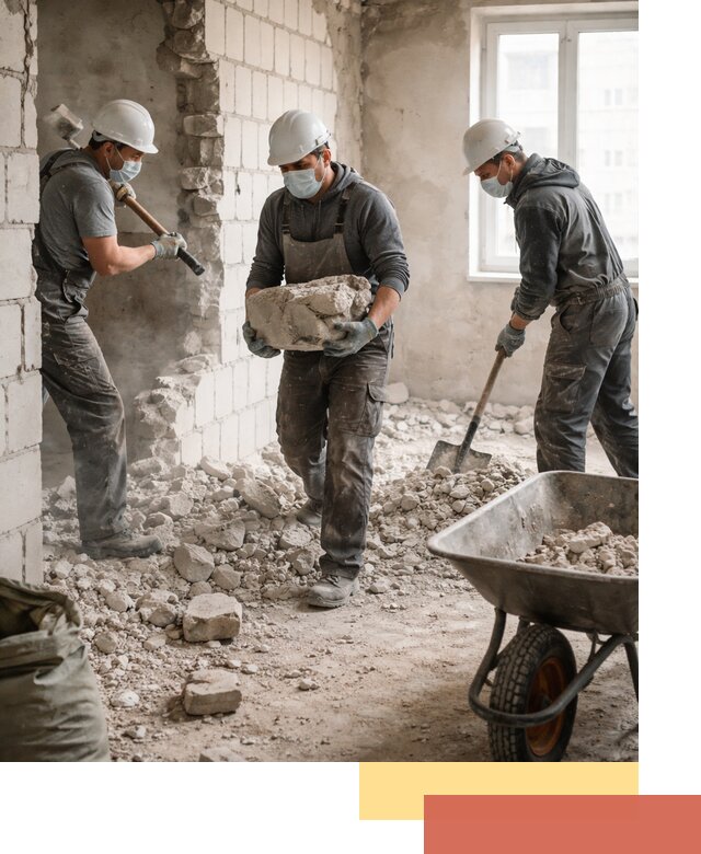 Демонтаж блочных перегородок в Камышине быстро и аккуратно