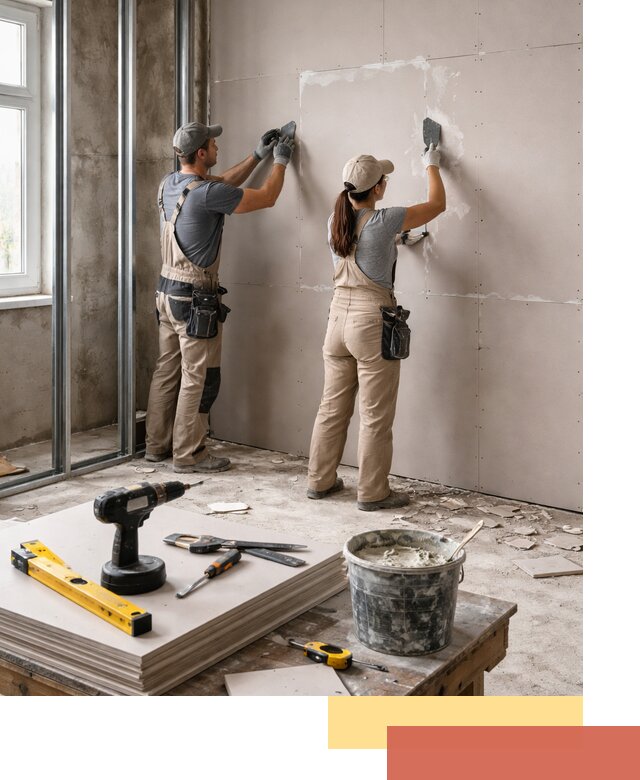 Монтаж двухслойной перегородки из гипсокартона в Камышине