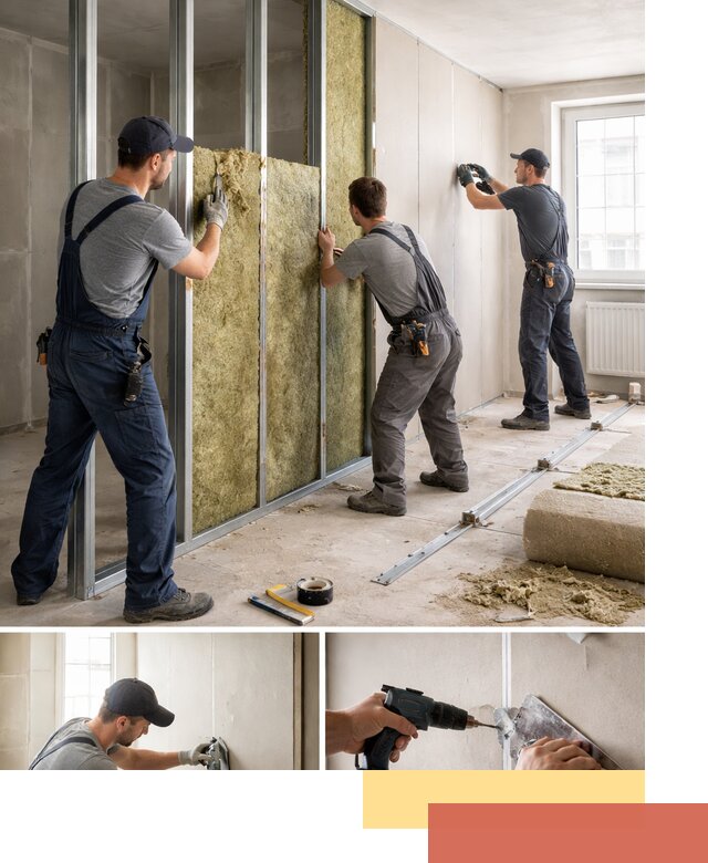 Перегородка из гипсокартона с шумоизоляцией в Камышине — монтаж под ключ