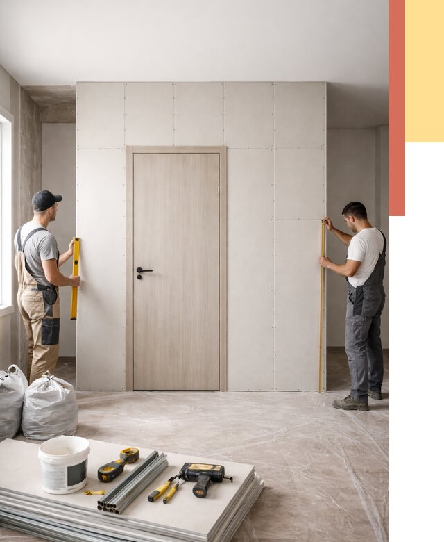 Перегородка из гипсокартона с дверью в Камышине от 4624 руб. под ключ | ОТДЕЛОЧНИК-Кмш