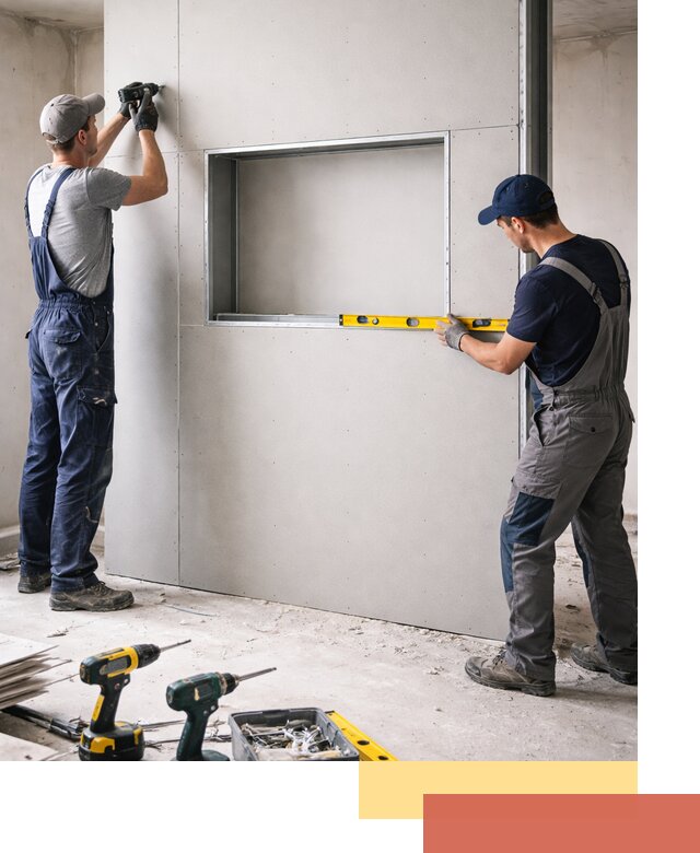 Перегородка из гипсокартона с нишей под декор в Камышине