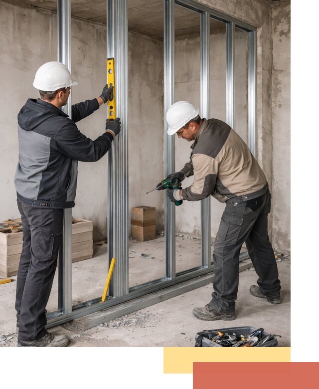 Монтаж каркаса перегородки из профиля в Камышине