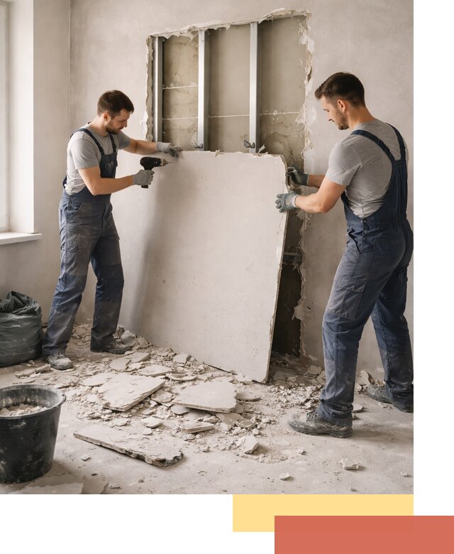 Демонтаж перегородки из гипсокартона в Камышине быстрый и аккуратный