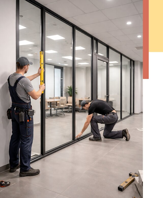 Каркасные стеклянные перегородки в Камышине под ключ от 9454 руб. | ОТДЕЛОЧНИК-Кмш