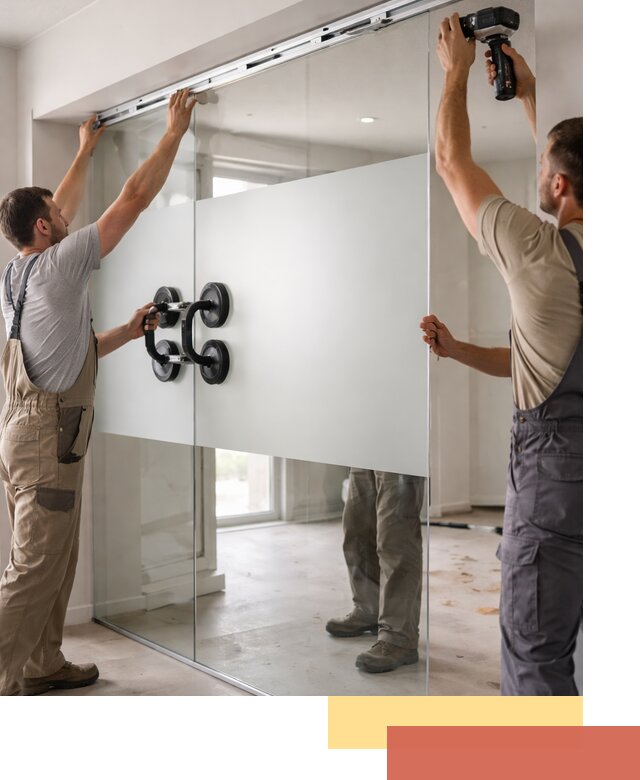 Матовые стеклянные перегородки под ключ в Камышине