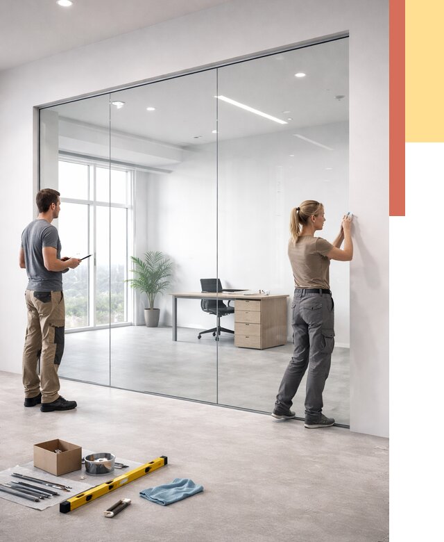 Перегородки из закаленного стекла в Камышине от 9762 руб. под ключ | ОТДЕЛОЧНИК-Кмш