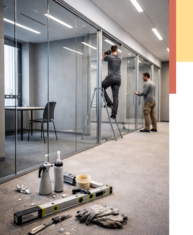 Стеклянные офисные перегородки в Камышине от 8735 руб. — монтаж и установка | ОТДЕЛОЧНИК-Кмш