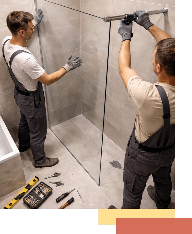 Стеклянные перегородки для душа в Камышине — изготовление и монтаж