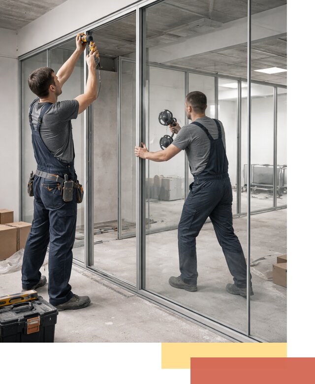 Алюминиевые перегородки со стеклом в Камышине — изготовление и монтаж