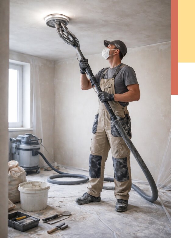 Шлифовка потолка в Камышине от 3597 руб. — услуги шлифования потолка | ОТДЕЛОЧНИК-Кмш