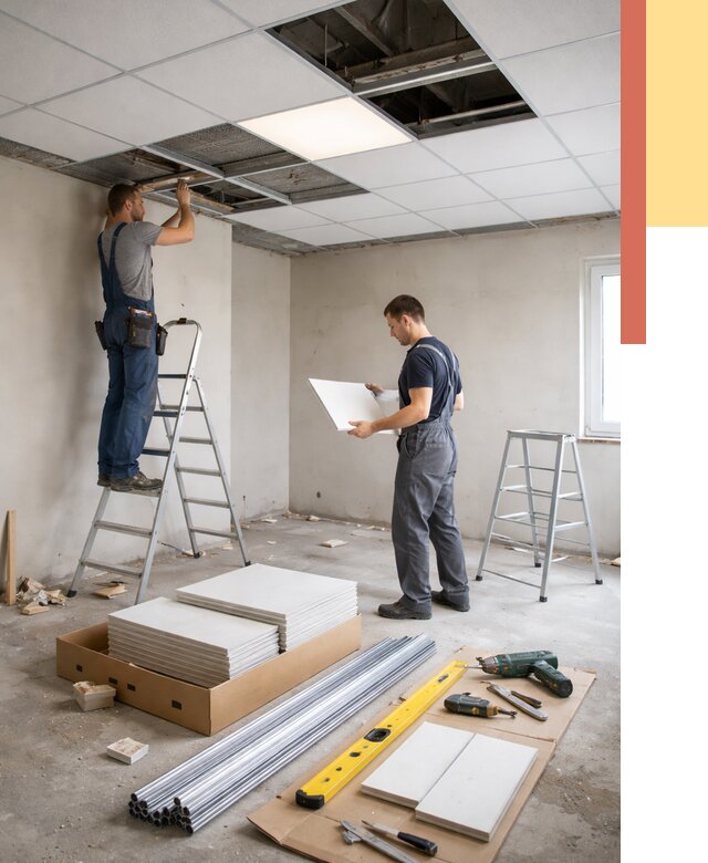 Монтаж потолка армстронг в Камышине от 4624 руб/м2 — быстрая установка под ключ | ОТДЕЛОЧНИК-Кмш