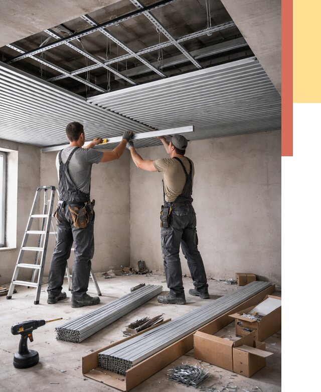 Монтаж реечного потолка в Камышине от 4624 руб. под ключ | ОТДЕЛОЧНИК-Кмш