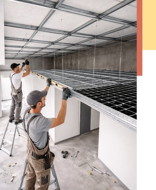 Монтаж потолка грильято в Камышине от 462 руб./м² — быстрая сборка под ключ | ОТДЕЛОЧНИК-Кмш