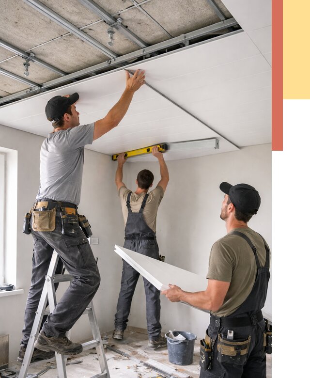 Монтаж потолка из ПВХ панелей в Камышине от 3597 руб./м2 — быстро и недорого | ОТДЕЛОЧНИК-Кмш