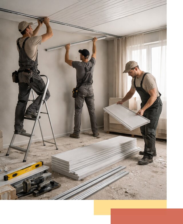 Монтаж потолка из ПВХ панелей в Камышине оперативно и качественно