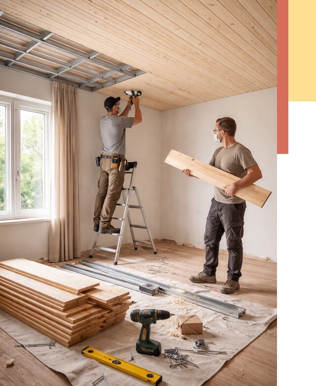 Монтаж потолка из вагонки в Камышине от 6679 руб. | Быстро и недорого — ОТДЕЛОЧНИК-Кмш