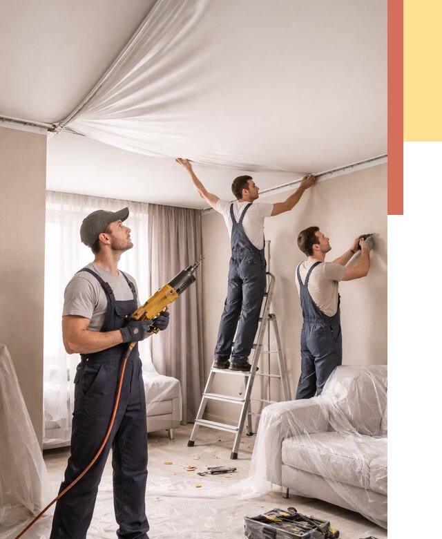 Установка натяжного потолка в Камышине от 4624 руб. | Быстро и недорого — ОТДЕЛОЧНИК-Кмш