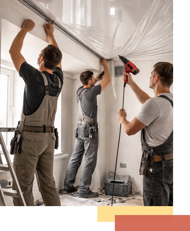 Монтаж глянцевого натяжного потолка в Камышине быстро и качественно