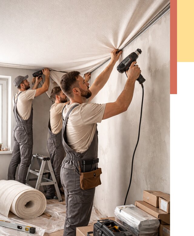 Монтаж фактурного натяжного потолка в Камышине от 771 руб. — ОТДЕЛОЧНИК-Кмш